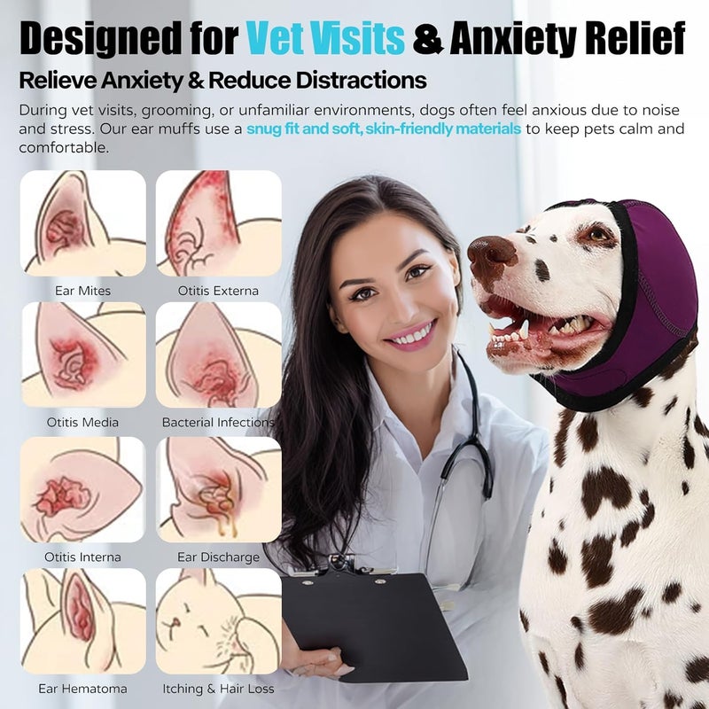 AOOLMOL Dog Ear Muffs Wrap for Hematoma, Bathing, Drying, Swimming & Noise Anxiety Relief- Elastic Waterproof Ear Protection with Calming Hoodie Design for Grooming - Image 4